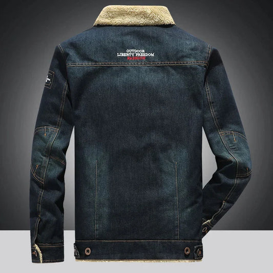 Herren Fleece Denim Jacke