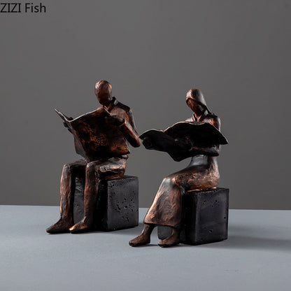 Avelena | Reader Skulptur Buchständer Buchstütze Abstrakter Charakter Harz Statue Schreibtisch Dekoration Figuren Statuette Nordic Wohnkultur