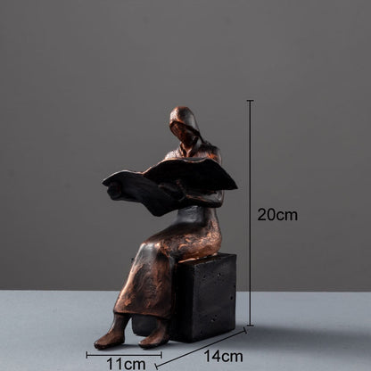 Avelena | Reader Skulptur Buchständer Buchstütze Abstrakter Charakter Harz Statue Schreibtisch Dekoration Figuren Statuette Nordic Wohnkultur