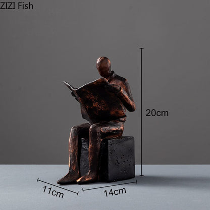 Avelena | Reader Skulptur Buchständer Buchstütze Abstrakter Charakter Harz Statue Schreibtisch Dekoration Figuren Statuette Nordic Wohnkultur