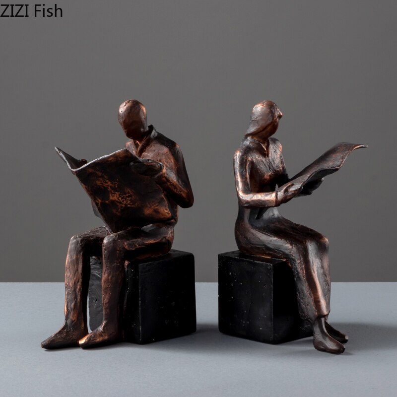 Avelena | Reader Skulptur Buchständer Buchstütze Abstrakter Charakter Harz Statue Schreibtisch Dekoration Figuren Statuette Nordic Wohnkultur