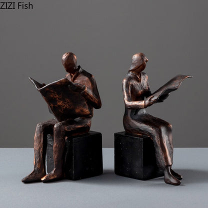 Avelena | Reader Skulptur Buchständer Buchstütze Abstrakter Charakter Harz Statue Schreibtisch Dekoration Figuren Statuette Nordic Wohnkultur