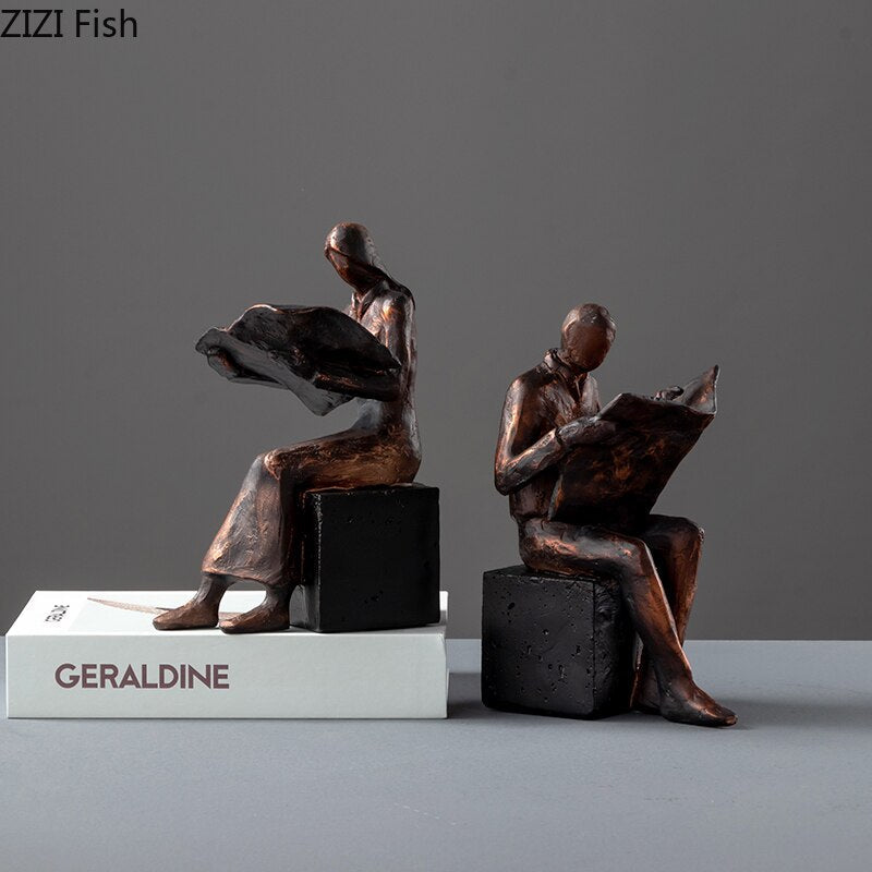 Avelena | Reader Skulptur Buchständer Buchstütze Abstrakter Charakter Harz Statue Schreibtisch Dekoration Figuren Statuette Nordic Wohnkultur