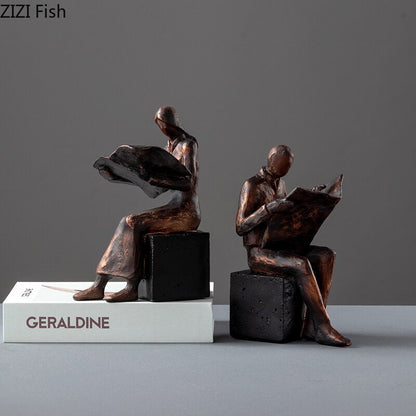 Avelena | Reader Skulptur Buchständer Buchstütze Abstrakter Charakter Harz Statue Schreibtisch Dekoration Figuren Statuette Nordic Wohnkultur