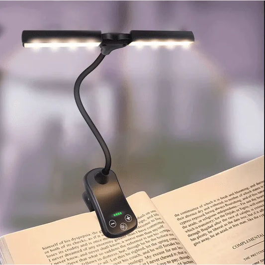 Avelena | Wiederaufladbare Buchlicht zum Lesen im Bett, 3 Farben & 5 Helligkeitsstufen dimmbare Leselampe mit, 180° verstellbare Mini-Buchlampe zum Clip-On, leicht, augenschonend, schwarz