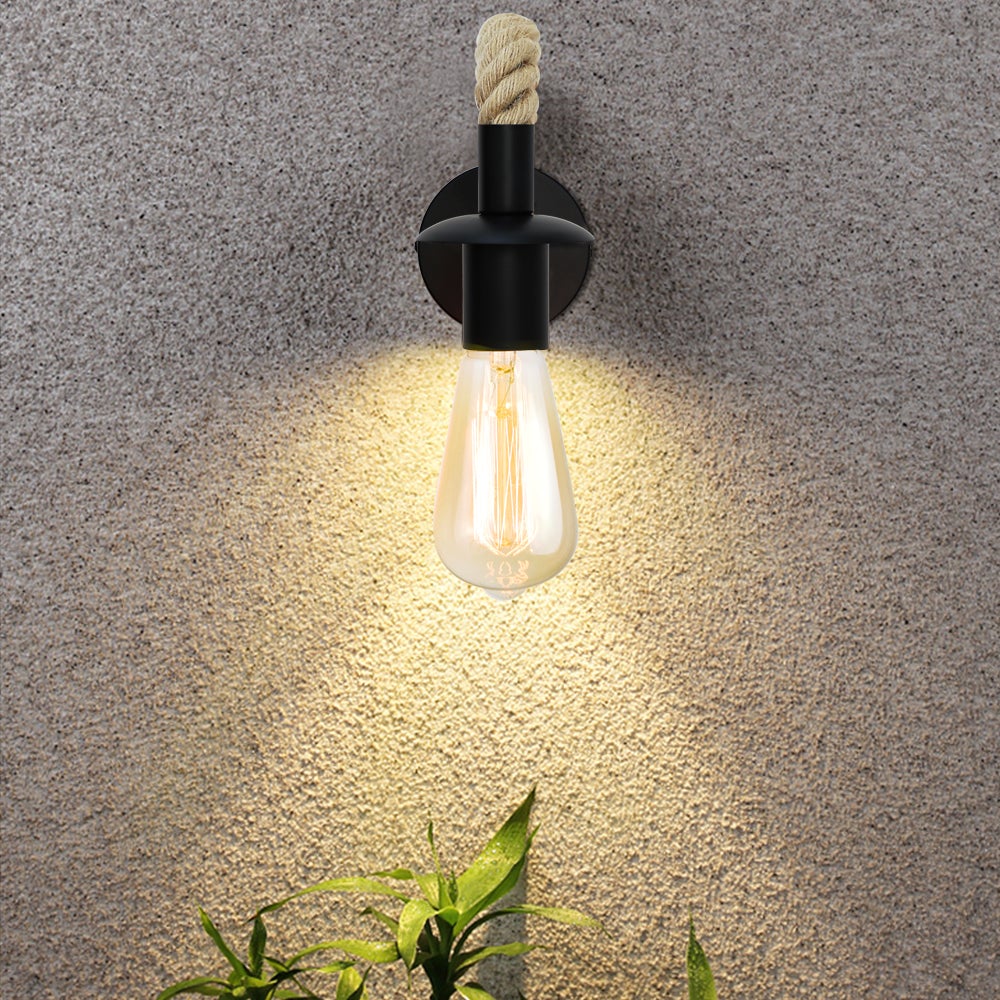Avelena | Retro Hanfseil Industrielle Loft Wandlampe