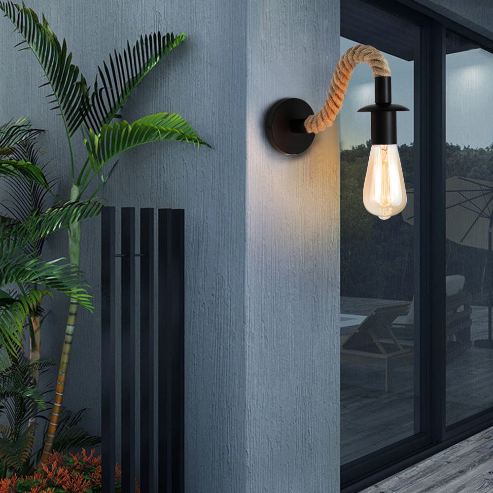 Avelena | Retro Hanfseil Industrielle Loft Wandlampe
