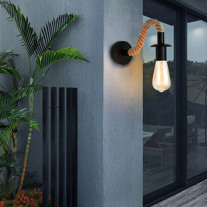 Avelena | Retro Hanfseil Industrielle Loft Wandlampe