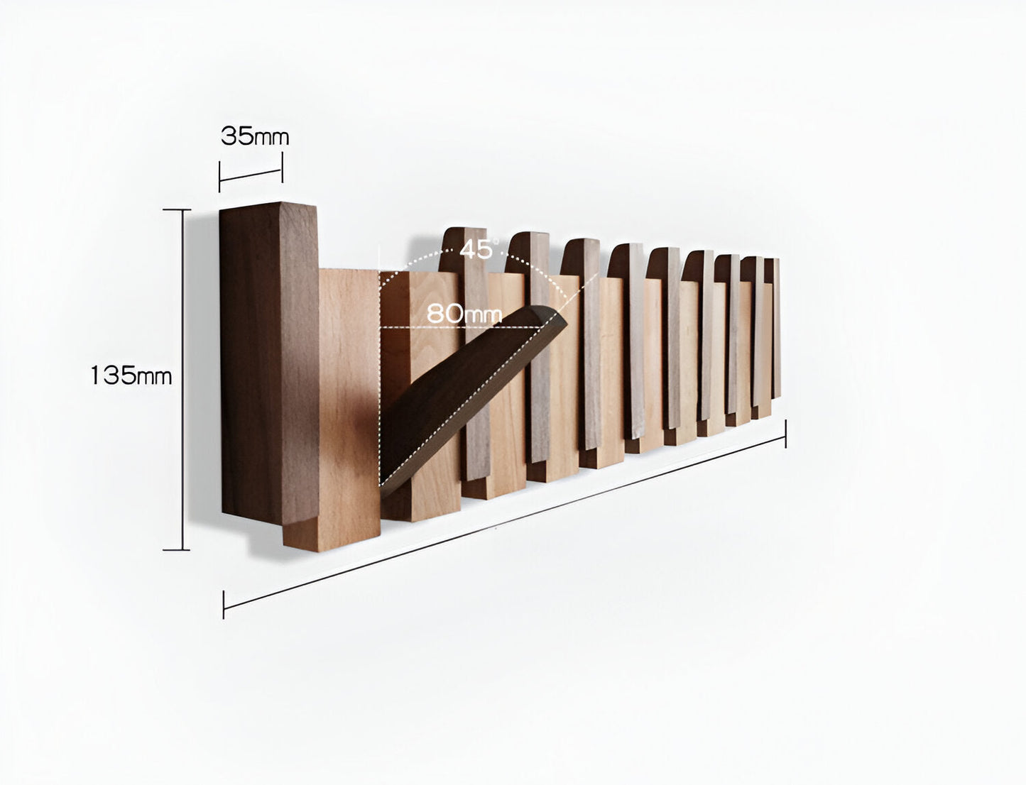 Avelena | RetroHooks - Holzklavier-Wandregal mit magnetischen Haken