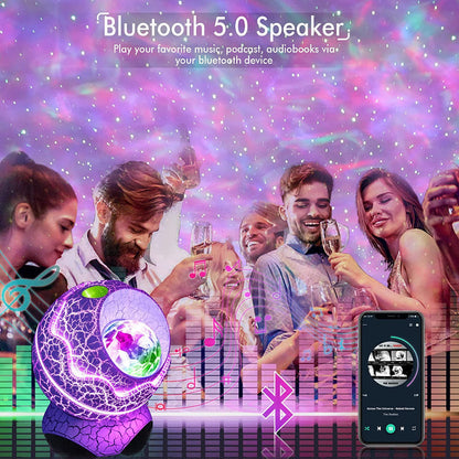 Avelena | Sternprojektor, Galaxy-Projektor für Schlafzimmer, Fernbedienung & Weißes Geräusch Bluetooth Lautsprecher