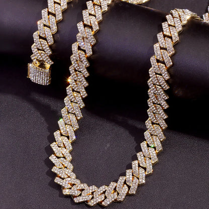 Avelena | Hip Hop Bling Trio Cuban Kette Schmuck Set