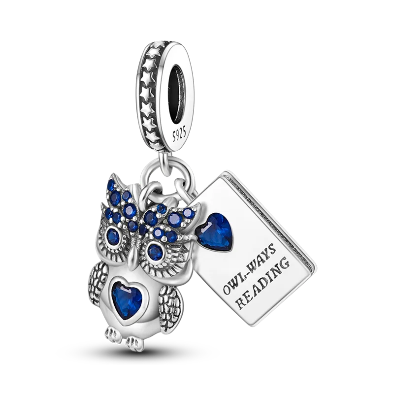Avelena | 925 Silber Goldener Leopard Charms Perlen Bunte Chamäleon Nashorn Löwe Skarabäus Katze Anhänger Passend für Original Pandora Armband Schmuck