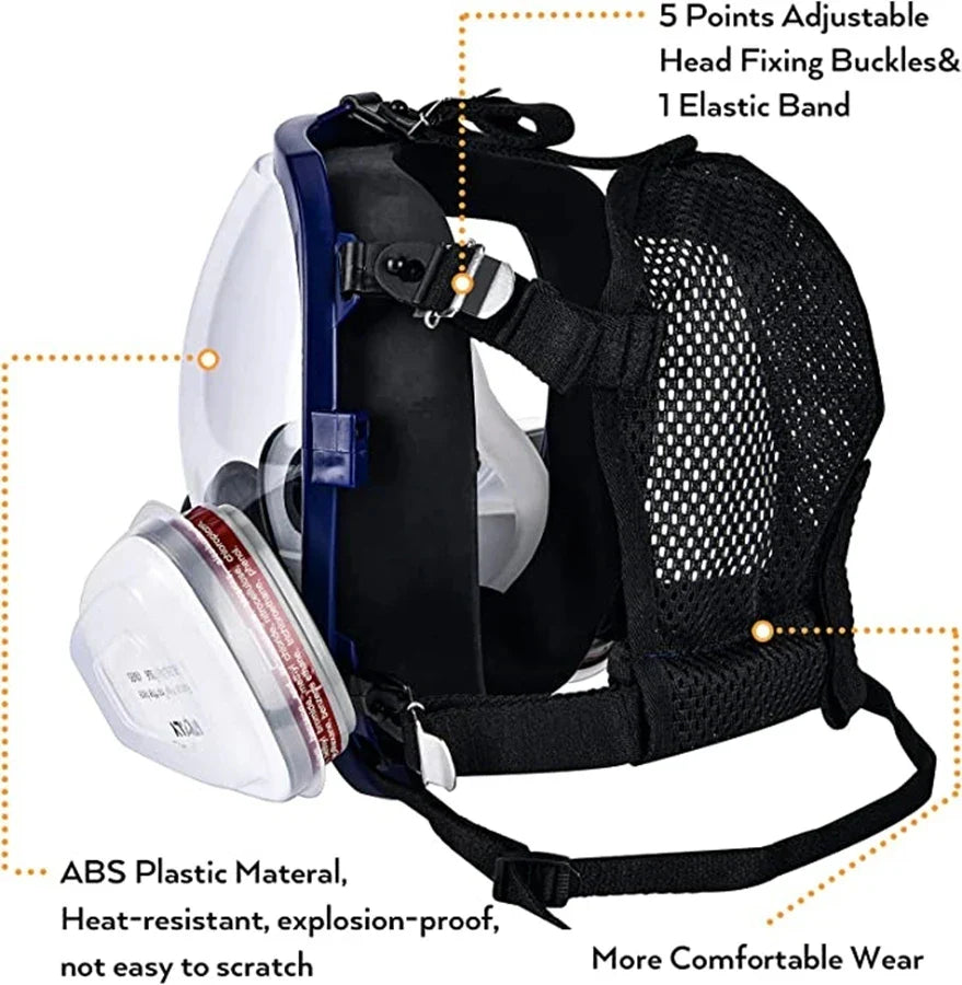 Avelena | Vollgesichts-Atemschutzmaske mit Anti-Beschlag-Linse und Industrie-Gasfiltern