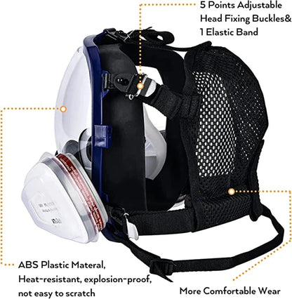 Avelena | Vollgesichts-Atemschutzmaske mit Anti-Beschlag-Linse und Industrie-Gasfiltern