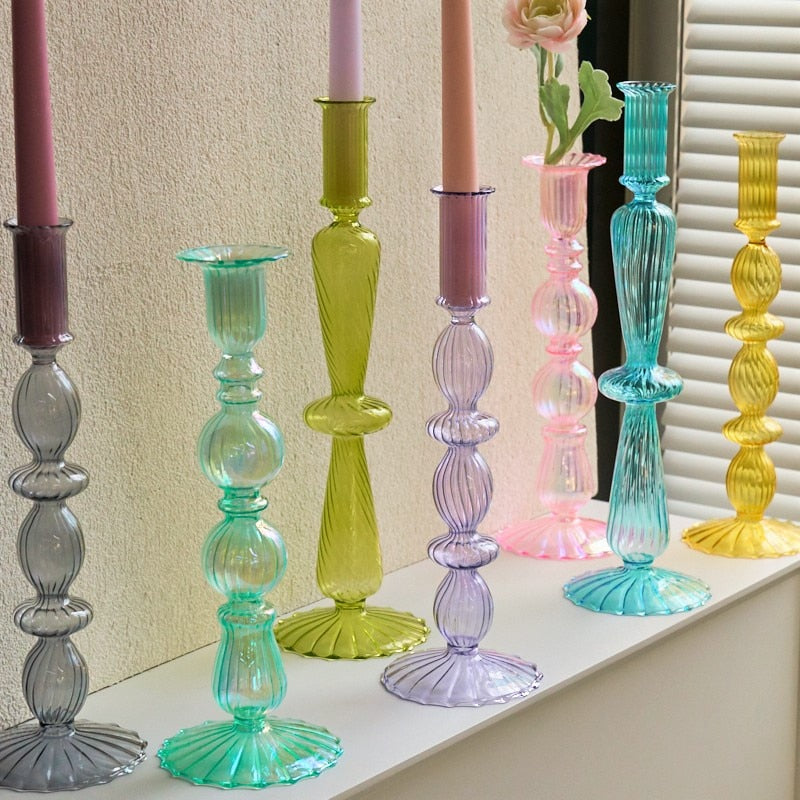 Avelena | Glas Kerzenhalter Pastell