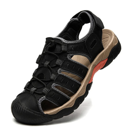 Avelena | Sommer Herren Outdoor Sandalen Strand Schuhe Echtes Leder Trekking Wandern