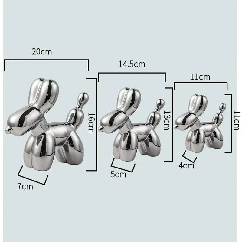 Avelena | Nordic Keramik Ballon Hund Skulptur Gold Tier Dekorationen Statue Wohnzimmer Ornamente Kreative Desktop Ornament Wohnkultur