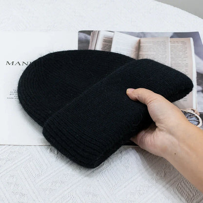 Avelena | Damen Winter Strickmütze - Warmes Kaschmir Wolle & Kaninchenfell Ski Hut