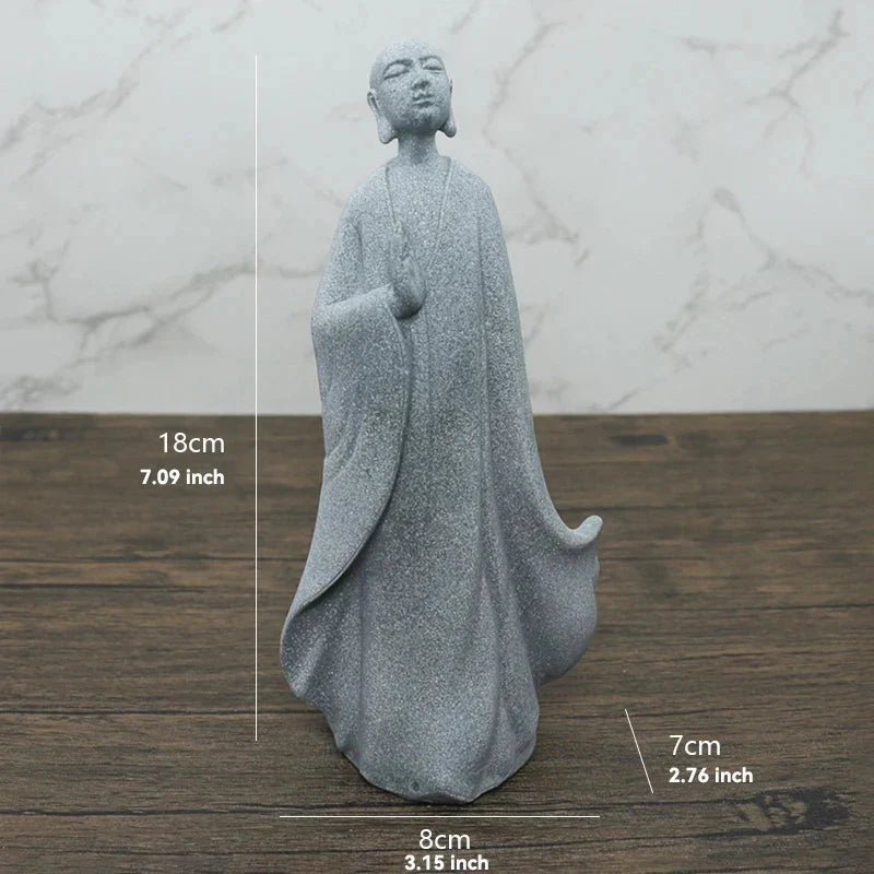 Avelena | Buddha Stein Statue Kleine Buddhistischen Mönche Tibetischer Buddhismus Figuren Zen Garten Ornament Meditation Zuhause Aquarium Dekoration