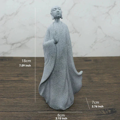 Avelena | Buddha Stein Statue Kleine Buddhistischen Mönche Tibetischer Buddhismus Figuren Zen Garten Ornament Meditation Zuhause Aquarium Dekoration