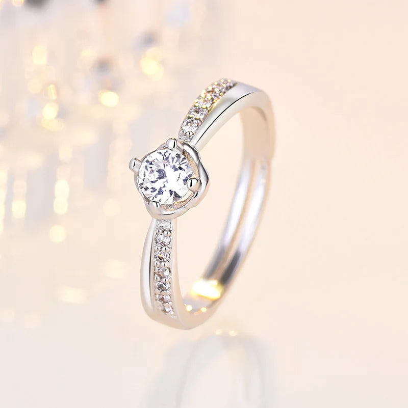 Avelena | 925 Sterling Silber Herz Glitzer Ring
