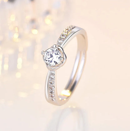 Avelena | 925 Sterling Silber Herz Glitzer Ring