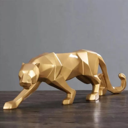 Avelena | Panther-Statue, Tierfigur, abstrakter geometrischer Stil, Kunstharz, Leopardenskulptur, Heimbüro, Desktop-Dekoration, Kunsthandwerk