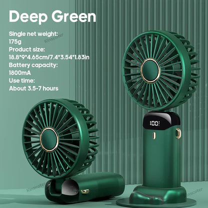 Avelena | Airlio BreezeFlex | Mini-Ventilator 3-in-1 | Powerbank & LED-Display | 5 Windstufen | Tragbar & Verstellbar