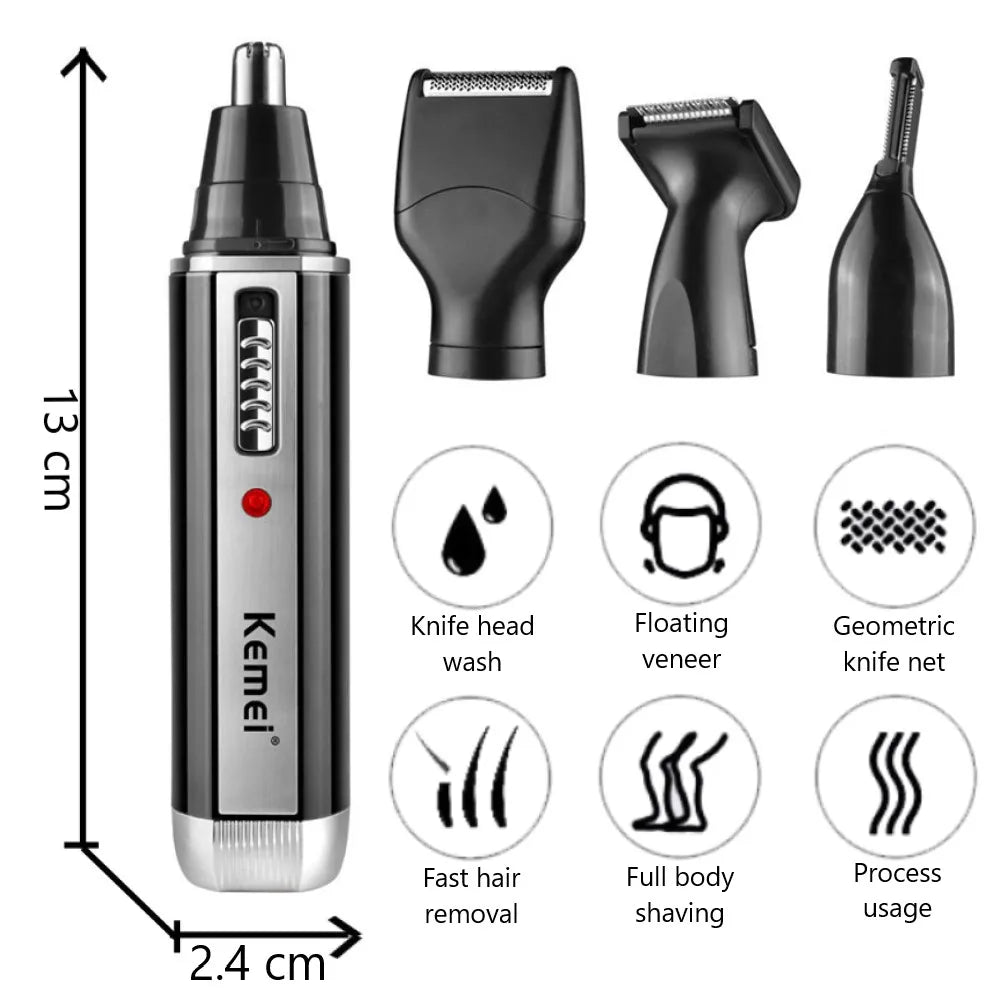 Avelena | 4-In-1 Wiederaufladbarer Elektrischer Trimmer für Männer - Bart/Haar/Nase & Ohr