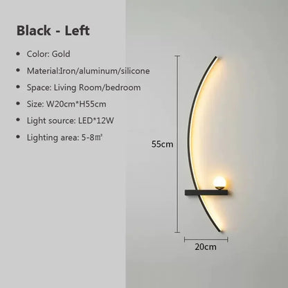 Avelena | Zeitgenössische Edge Wandlampe – Schwarz & Gold Innen-/Außenbeleuchtung für moderne Räume