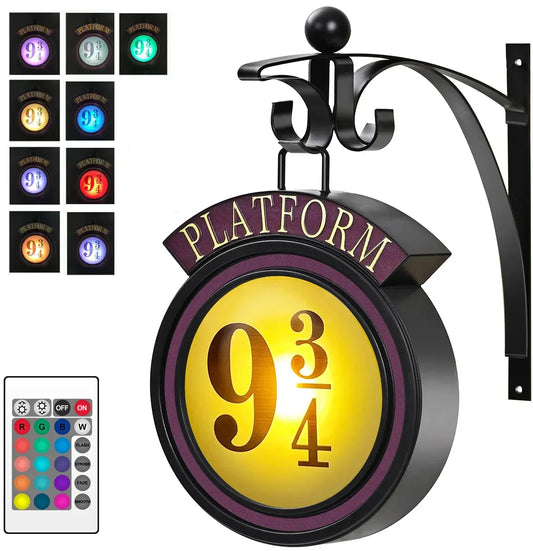 Avelena | Harry Potter 9 3/4 Figur Nachttischlampe LED Magische Wandlampen Plattform Hogwarts 3D Lampe Harries Zimmerdekoration Kinder Geburtstag Geschenk