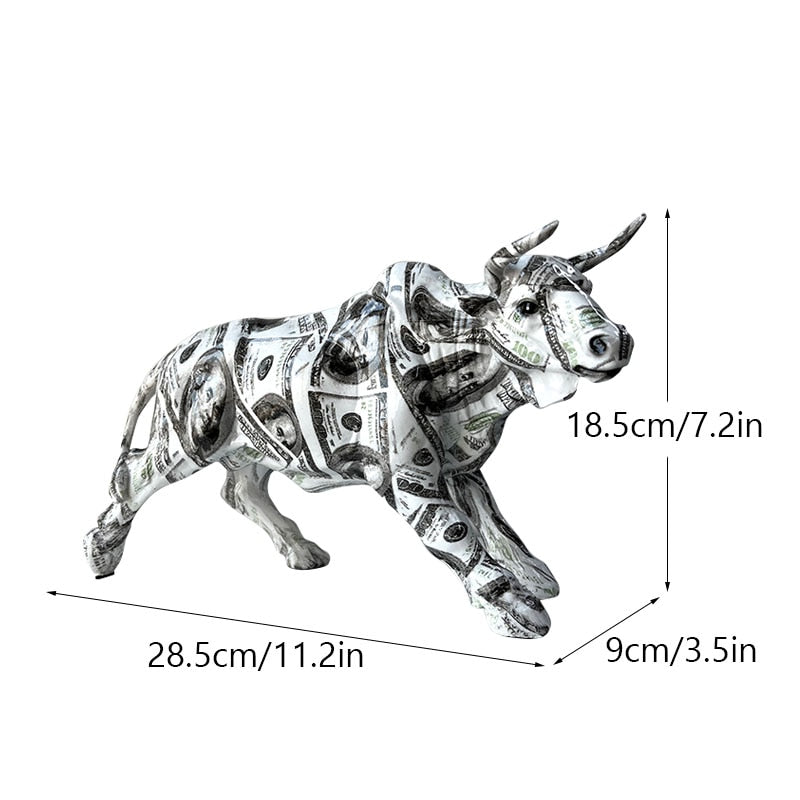 Avelena | Graffiti-Malerei Harz Bull Figuren Home Wohnzimmer Schlafzimmer Büro Desktop Feng Shui Ornamente Sammlung Statuen