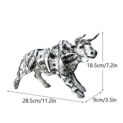 Avelena | Graffiti-Malerei Harz Bull Figuren Home Wohnzimmer Schlafzimmer Büro Desktop Feng Shui Ornamente Sammlung Statuen