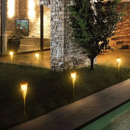 Avelena | Solar-Fackel 5er-Set | Flammenoptik LED Gartenleuchten | Solarbetrieben | Dekoratives Licht für Außen