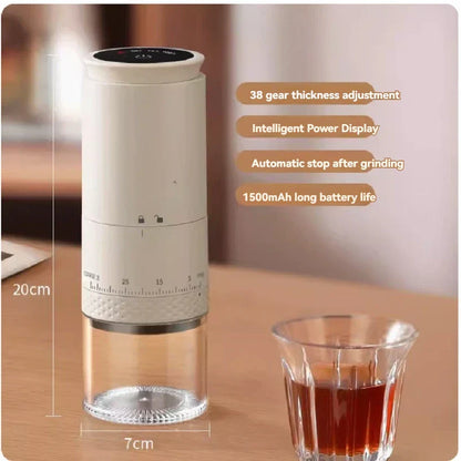 Avelena | 1500mAh Elektrische Kaffeemühle Extern einstellbare Type-C-Lade Kaffeemühle Bohnenmahlmaschine Kaffeezubereiter