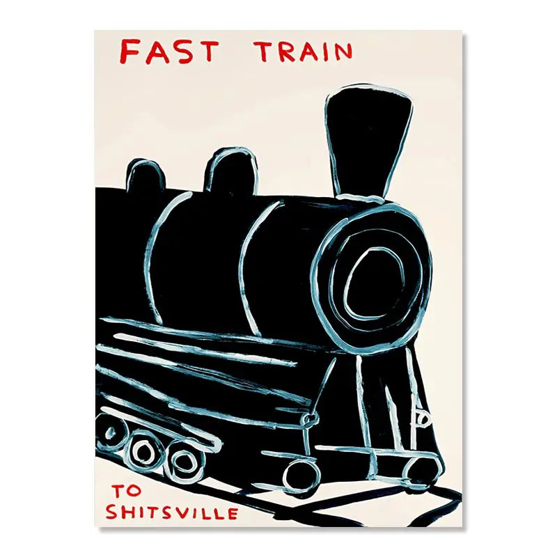 Avelena | David Shrigley Rabbit Cat Wine Biscuit Train Wall Art Abstract Prints Canvas Painting Nordic Poster Pictures Living Room Decor