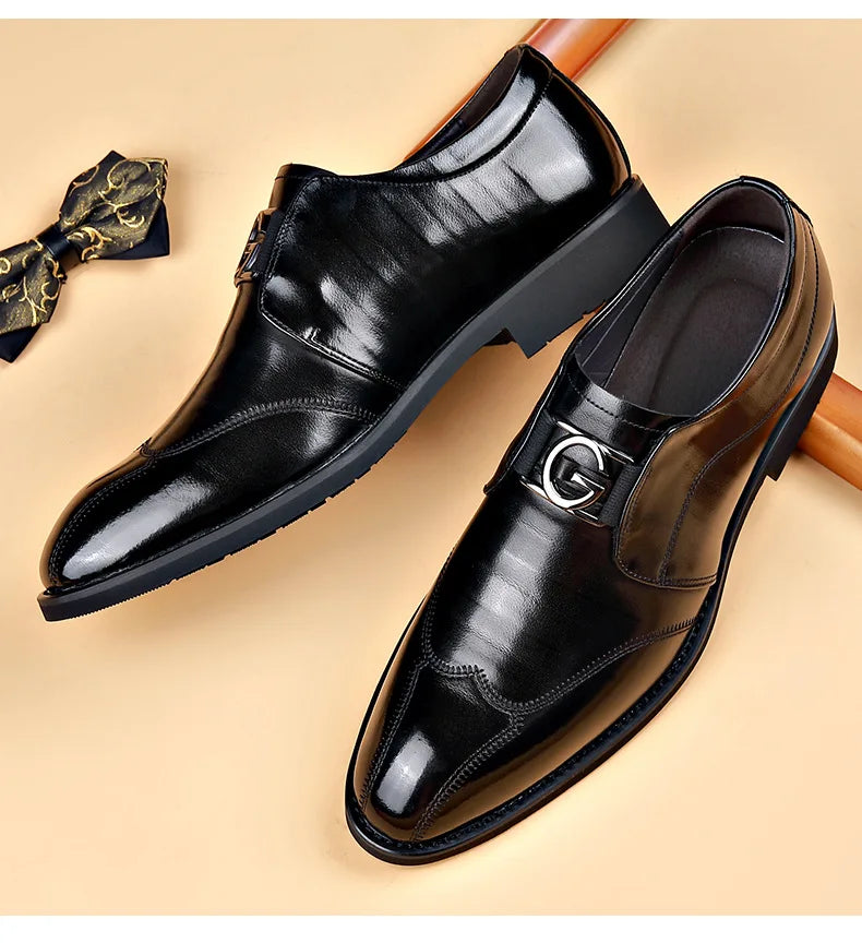 Avelena | Herren Leder Schuhe Stilvolle Herren Schuhe Spitz Oxford Hochzeit Leder Herren Dress Schuhe Gentleman Büro Mann Schuh