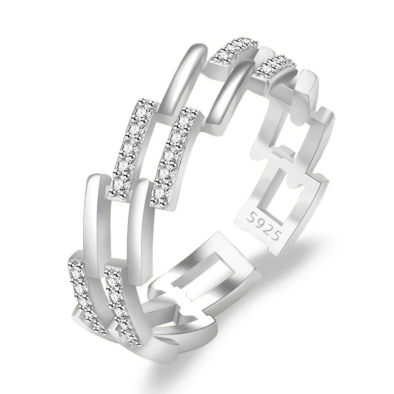 Avelena | 925 Sterling Silber Herz Glitzer Ring