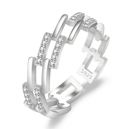 Avelena | 925 Sterling Silber Herz Glitzer Ring