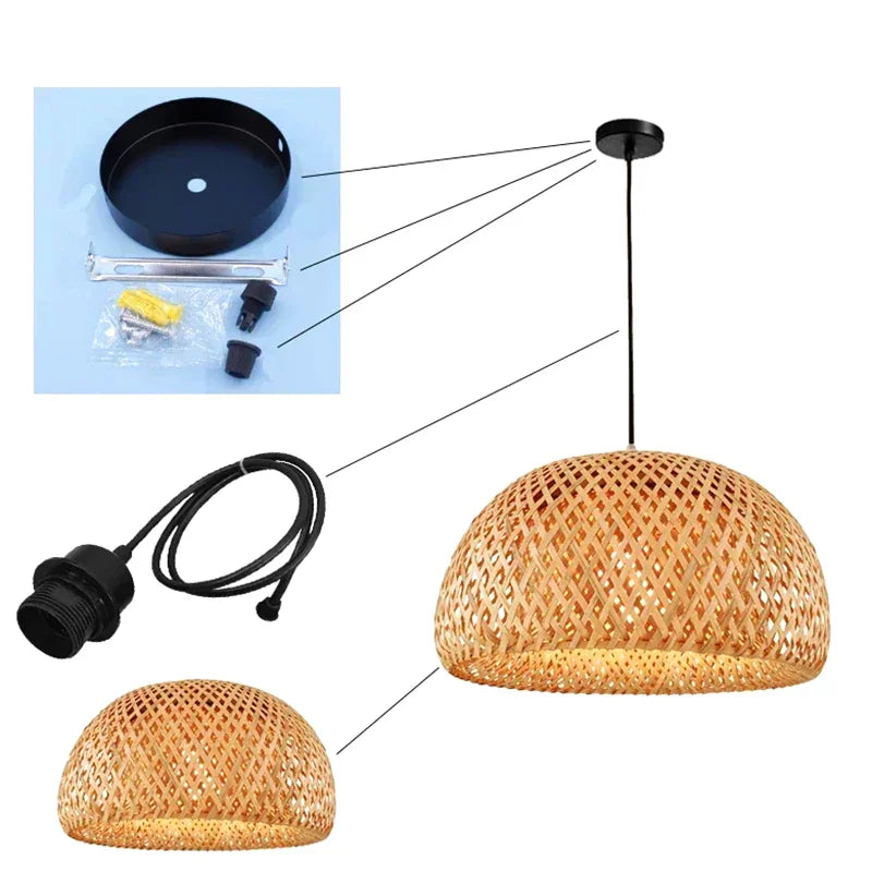 Avelena | Luxora Handgewebte Bambus Pendelleuchte - Umweltfreundliche Deckenlampe