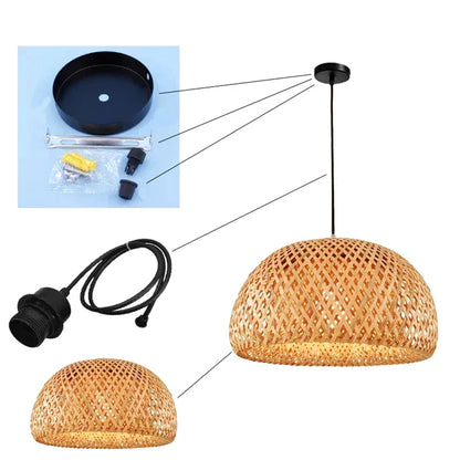 Avelena | Luxora Handgewebte Bambus Pendelleuchte - Umweltfreundliche Deckenlampe