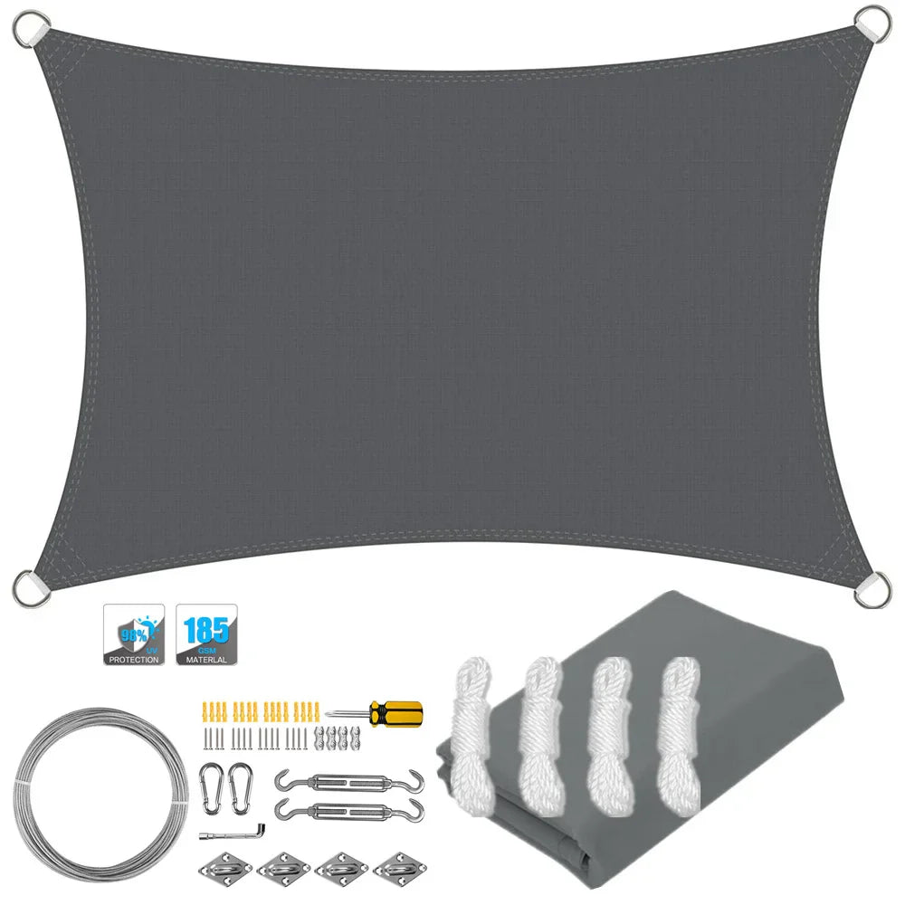 Avelena | Wasserdichter rechteckiger Sonnenschutzsegel mit UV-Schutz & Montagesets – ShadeGuard