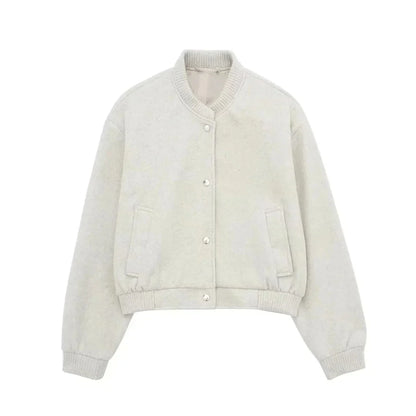 Avelena | Damen kurze Wolljacke im Vintage-Bomber-Stil