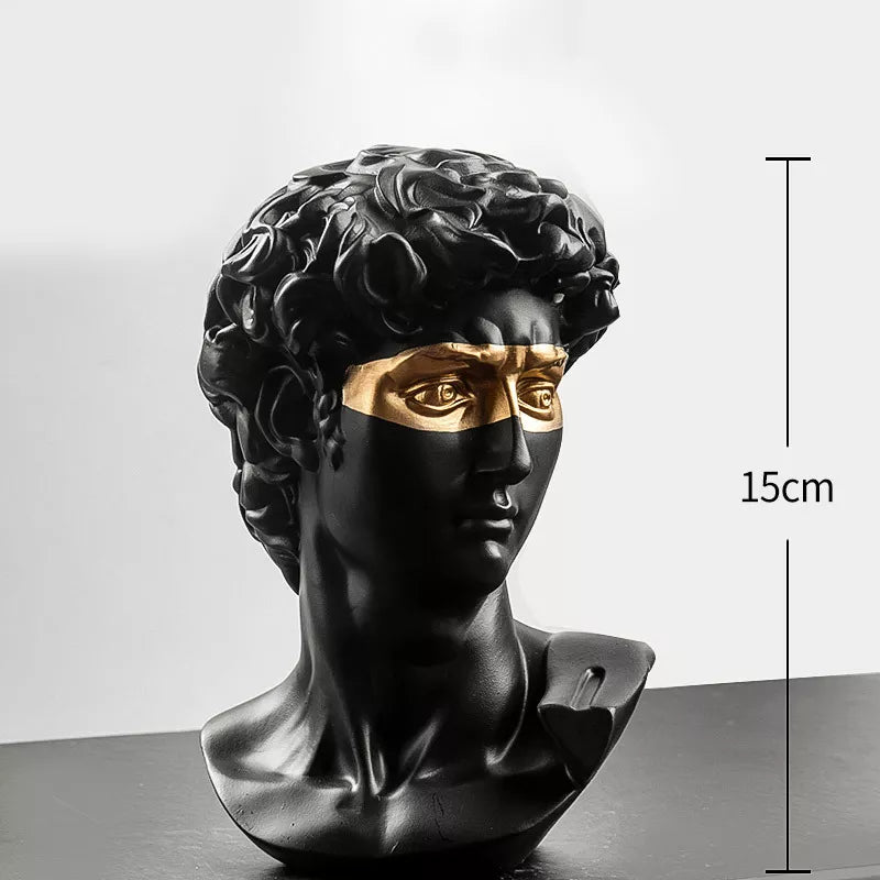 Avelena | Statuen zur Dekoration, 15 cm, David, Couchtisch, Heimdekoration, Ornamente, Zimmerbüste aus Gips, weißes Harz, dekorative Kunstskulptur