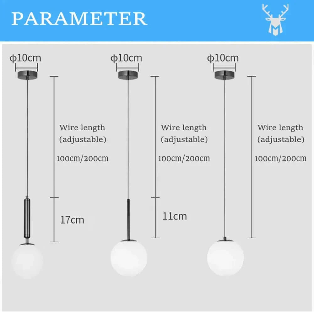Avelena | Mid-Century Modern Glas Ball Pendelleuchte