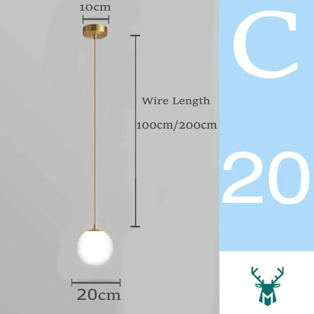 Avelena | Mid-Century Modern Glas Ball Pendelleuchte