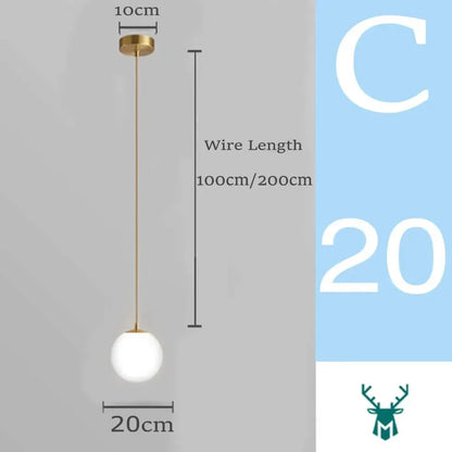 Avelena | Mid-Century Modern Glas Ball Pendelleuchte