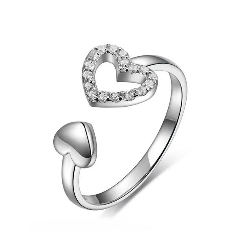 Avelena | 925 Sterling Silber Herz Glitzer Ring