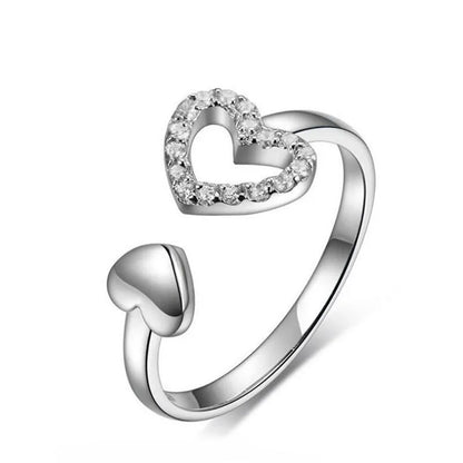 Avelena | 925 Sterling Silber Herz Glitzer Ring