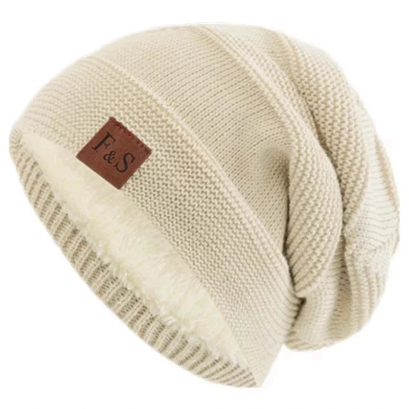 Avelena | Unisex Slouchy Winter Beanie - Pelzfutter